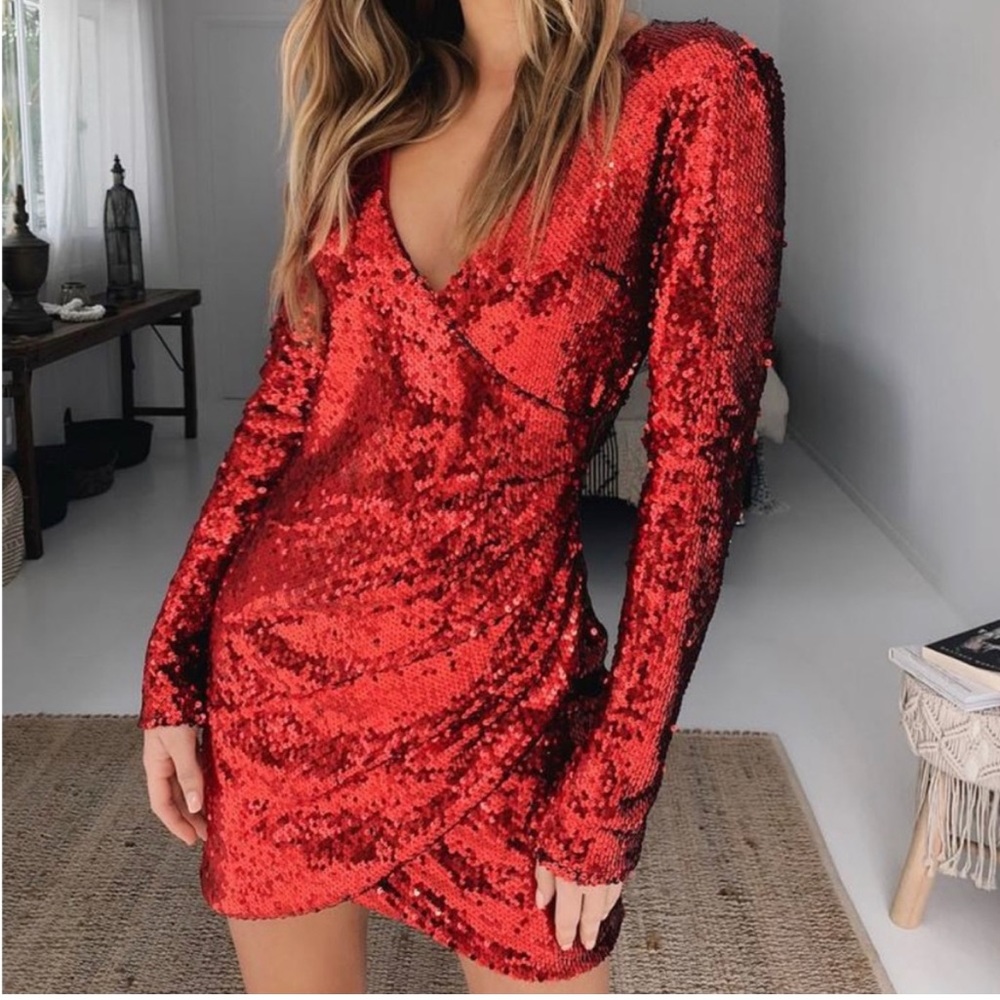 Tiger Mist Flores Dress Red Sequins